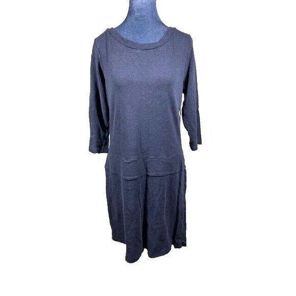 Toad & Co Nixi Dress Jersey Drop Waist 3/4 Sleeve Zip Pocket Sz XL Charcoal Gray - Picture 1 of 9